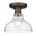 thumbnail image 1 of Golden Lighting 0305-FM RBZ-CLR Carver Flush Mount, Rubbed Bronze with Clear Glass Shade, 1 of 1