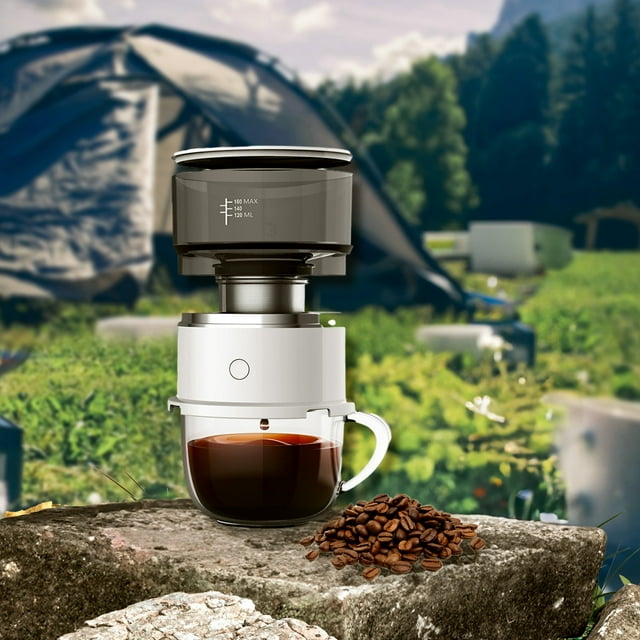 Mefallenssiah Machine à Café Goutte-à-Goutte Électrique Portable Cafetière d'Extérieur Café pour Infusion Lente Contrôle Intelligent de la Température de l'Extrait de Café Filtre en Acier Inoxydable 304