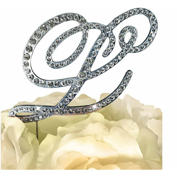 Unik Occasions Victorian Rhinestone Wedding Cake Topper, Silver