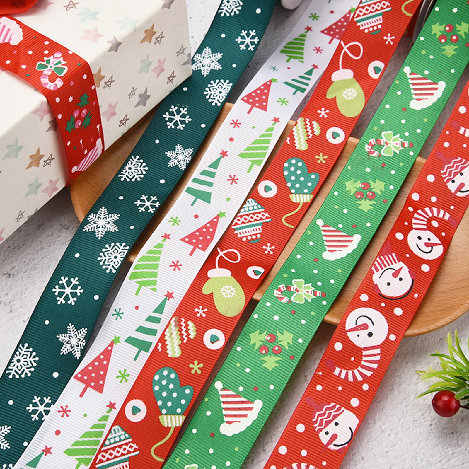 Travelwant Christmas Ribbon for Gifts, Grosgrain Satin Fabric Ribbon