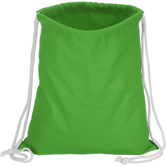 Cotton Drawstring Bags, Backpack Foldable Sports Gym Bags for Women Men Trip, Green