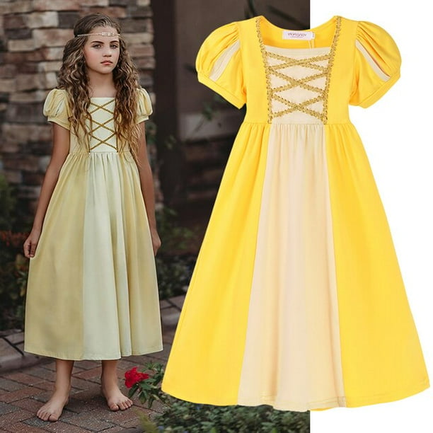 Disney Cotton Princess long Dress Girls Cosplay Elsa Rapunzel Princess clothing Kids Birthday