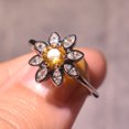 thumbnail image 3 of Vintage 925 Sterling Silver Flower Ring Cocktail Rings Round Cut Champagne Gemstone Cubic Zirconia Anniversary Promise Ring  Eternity Engagement Wedding Band Ring for Women, 3 of 5