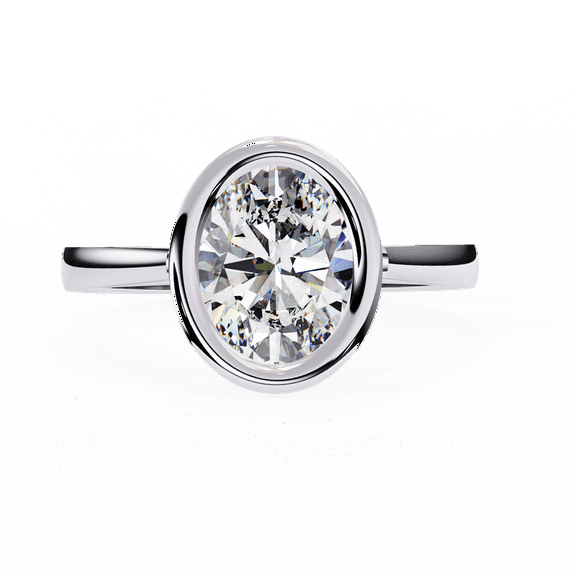 2.42CT Oval Cut IGI Certified Lab Created Diamond Bezel Set Engagement Ring, Single Stone With Solitaire Wedding Propose Ring For Bridal