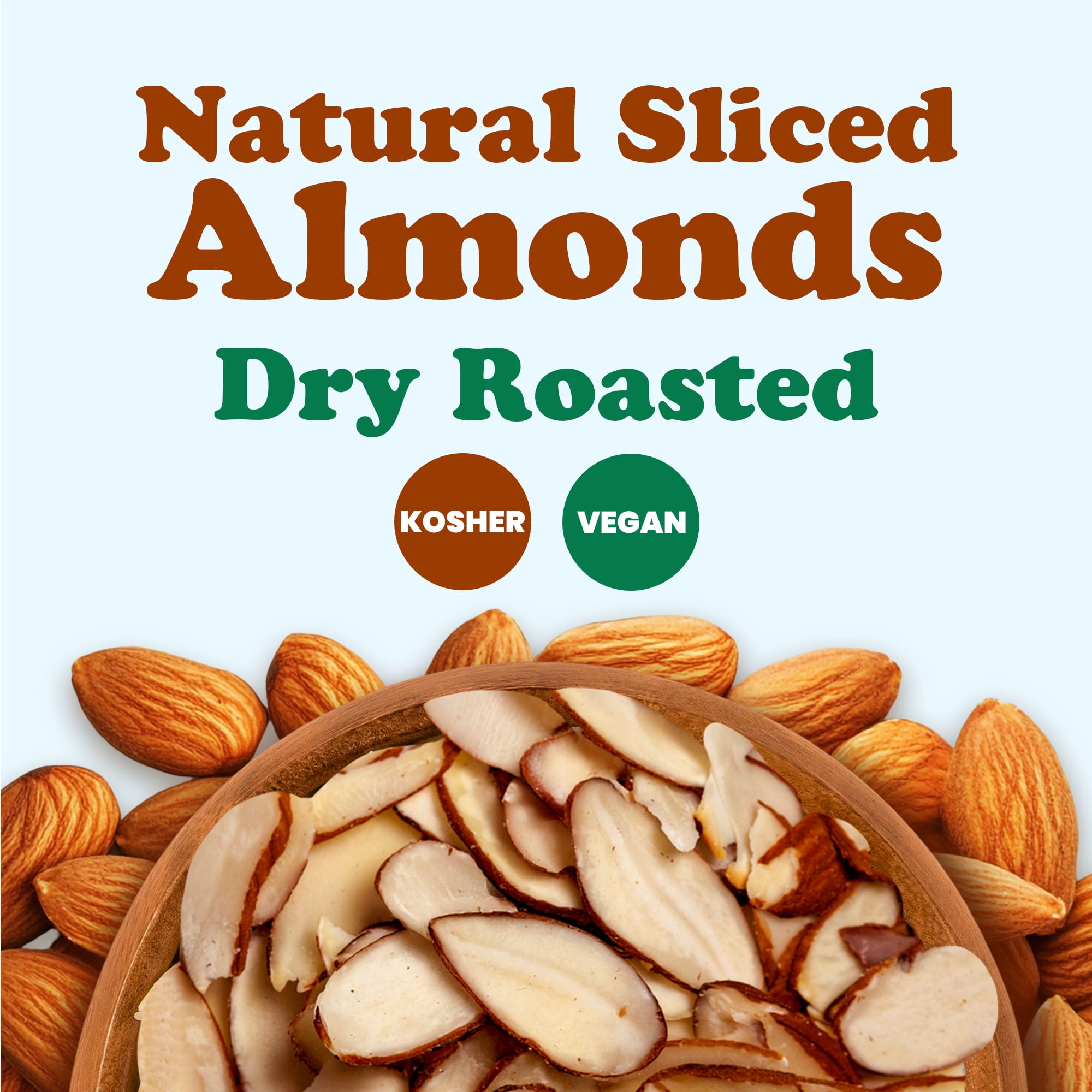 Dry Roasted Natural Sliced Almonds, 1.5 Pounds – Unblanched Nuts, Oven Toasted, Unsalted, No Oil Added, Perfect for Cooking, Baking and Snacking, Vegan, Kosher, Bulk – by Food to Live