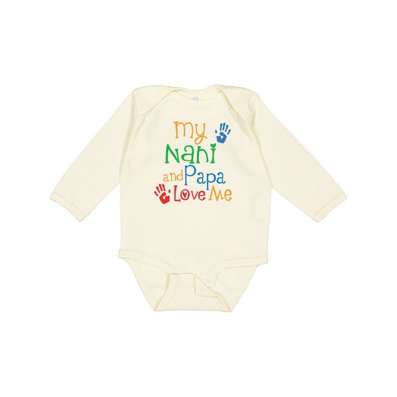 Inktastic Nani and Papa Love Me Boys or Girls Long Sleeve Baby Bodysuit