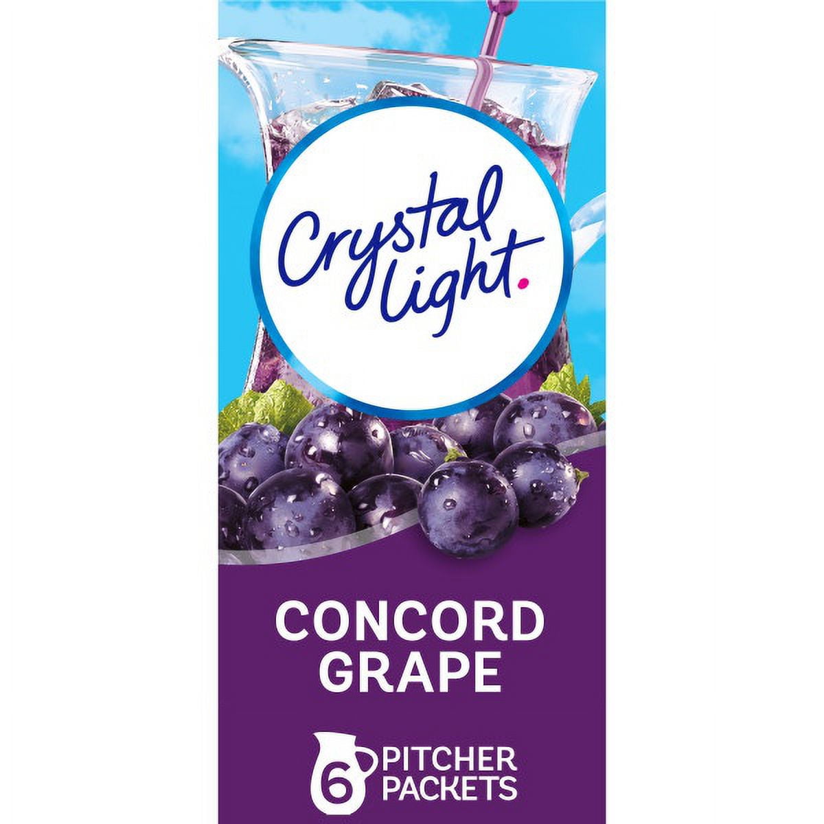 Crystal Light Concord Grape Artificially Flavored Powdered Drink Mix, 6 ct Pitcher Packets 2.1 oz (Pack of 6)