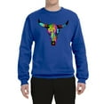 thumbnail image 2 of Wild Bobby, Colorful Rainbow Cow Bull Skull Animal Lover Unisex Crewneck Graphic Sweatshirt, Royal, Small, 2 of 3