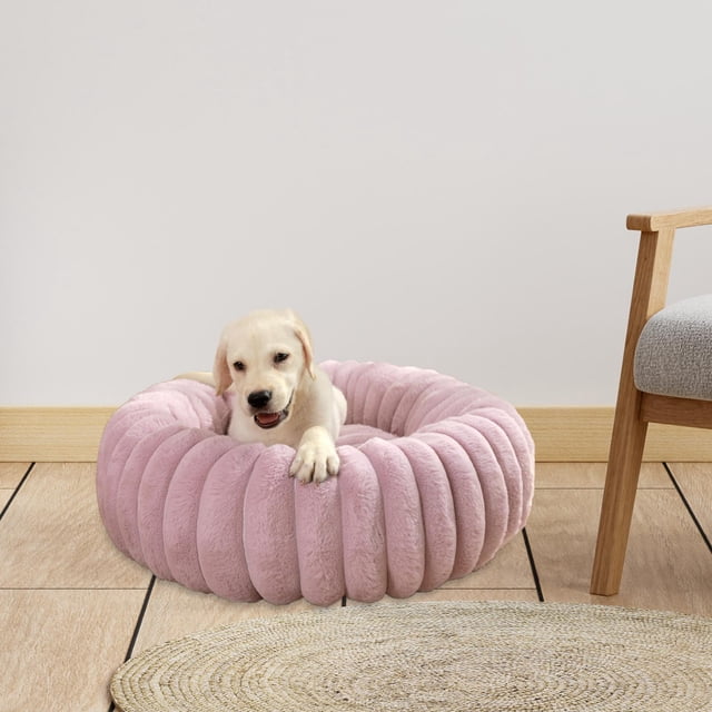 Cama redonda de felpa para gatos Yinane cama acolchada para gatitos suave cama para perros Violeta 50cm