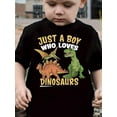 thumbnail image 1 of Just a Boy Who Loves Dinosaur Print T-Shirts, 1 of 6