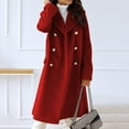 thumbnail image 6 of Stichou Women's Classic Long Sleeved Jacket Lapel Collar Coats Solid Color Wrap Coats With Pockets Wine M, 6 of 8