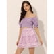thumbnail image 2 of Minifalda Floral Tipo Patinadora Con Cintura Elástica Y Dobladillo Con Volantes En Capas Para Mujer Púrpura S, 2 of 6