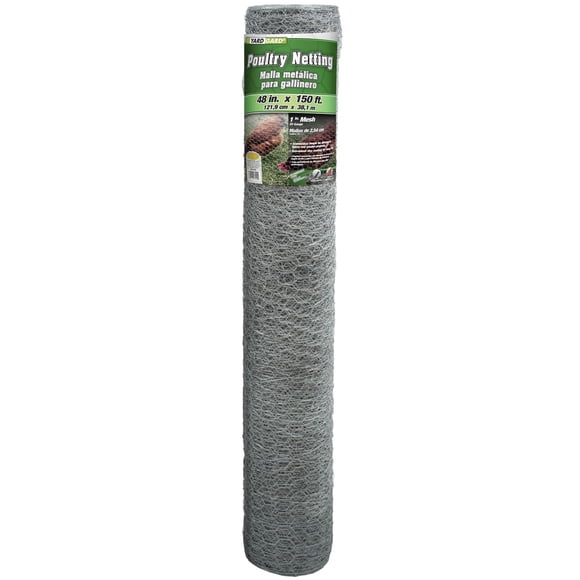 Mat Midwest 308432B 1 Inch Mesh 48 Inch X 150 Foot 20 Gauge Galvanized Steel Wire Ideal for Crafting, Garden Protection, Bird Enclosures, Chicken Coops, Poultry Netting and Rabbit Fencing, Silver