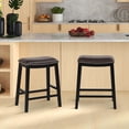 thumbnail image 4 of Costway 26-Inch Bar Stool Set of 2 Counter Height Saddle Stools with Upholstered Seat Brown, 4 of 8