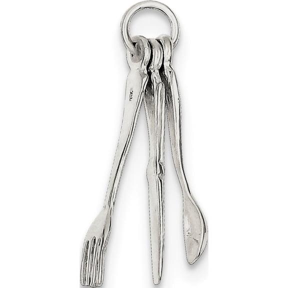 925 Sterling Silver Knife, Fork & Spoon (10x28mm) Pendant / Charm