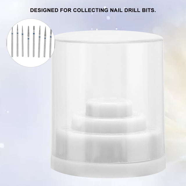 Estuche para Brocas de urs Con 48 Ranuras, Hecho de Material PlásStico con Tapa Transparente, Soporte para Brocas de Unas para organizador de Herramientas de Manicura