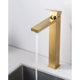 thumbnail image 2 of Wowow Vessel Sink Faucet Gold, Single Handle Tall Bathroom Faucet, Single Hole Lavatory Vanity Mixer Bar Tap with Pop Up Drain and Faucet Supply Lines, 2 of 6