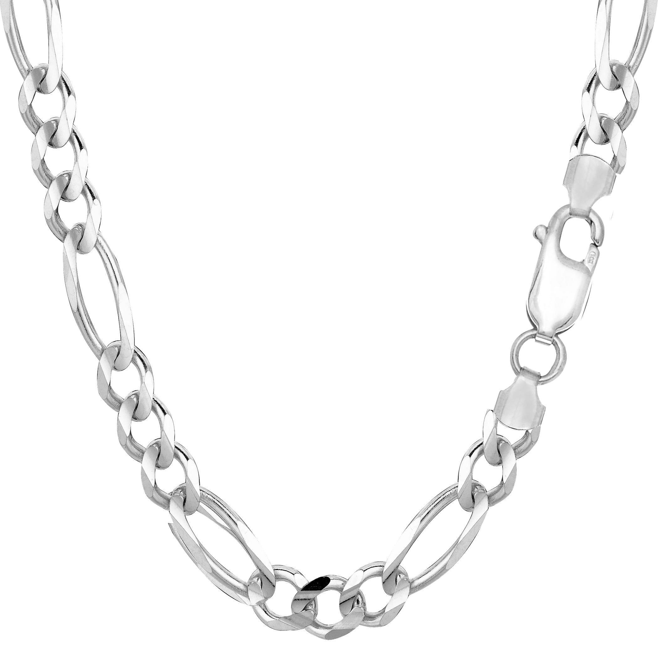 Sterling Silver Rhodium Plated Figaro Chain Necklace, 7.0mm, 24" Walmart Canada