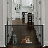LAMIRO Baby Gate for Stairs No Drilling -1.1 m * 0.72 m Portable Retractable Mesh Baby Doors for Stairs No Drill Pet Gate Dog Gate for The Home, Black