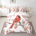 thumbnail image 2 of Manfei Cartoon Winter Bird Bedding Comforter Set 7pcs, Pink Cherry Blossoms Queen Bedding Sets, Kawaii Christmas Robin Reversible Queen Sheet Sets, Ultra Soft Bedroom Decor, 2 of 7