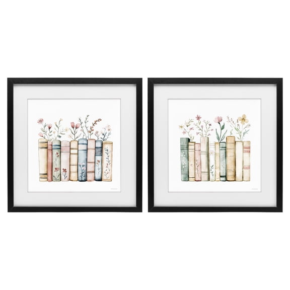 Stupell Industries Floral Stories & Blossoms 2 Piece Black Framed Print Under Glass Set, design by Svetlana Aleynikova