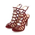 thumbnail image 5 of Wild Diva DH75 Women Suede Peep Toe Thin Strap Hollow Out Stiletto Mule Sandal, 5 of 5