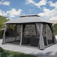thumbnail image 3 of Grand Patio Gazebo Double Soft Top Outdoor Canopy - Waterproof, Anti-UV - 10x13 Ft, Gray, 3 of 9