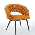 thumbnail image 4 of Set of 2 Modern Chair with Golden Color Iron Tube Legs, Soft Cushions and Comfortable Backrest, Suitable for Dining Room, Living Room, Cafe, Hairball Back (Orange), 4 of 8