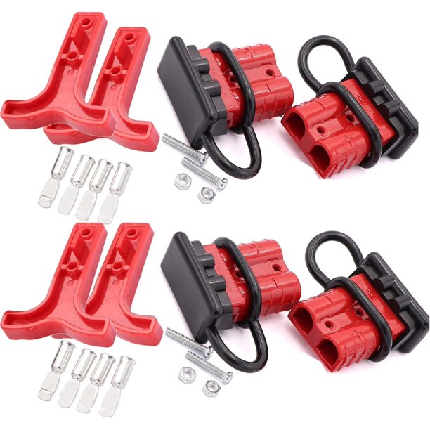 4 pares de conectores de batería de 50 A, 50 A, 600 V, conector de batería de conexión rápida, enchufe de conexión rápida, para cabrestante o remolque, coche, conector de alta corriente (rojo) esquí esquí Gafas de esquí