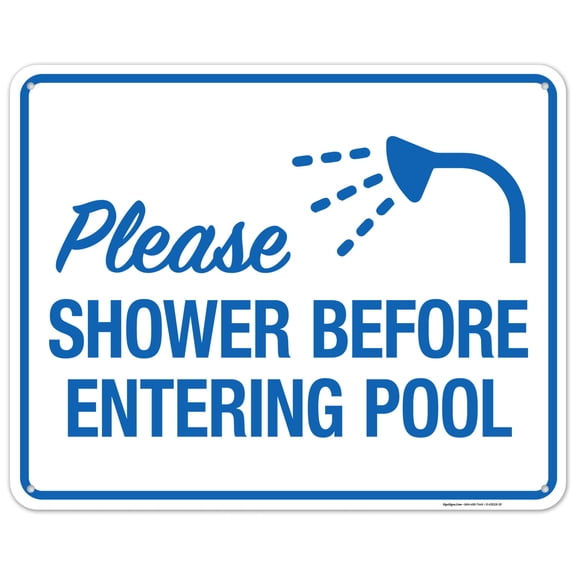 Please Shower Before Entering Pool With Graphic Sign,