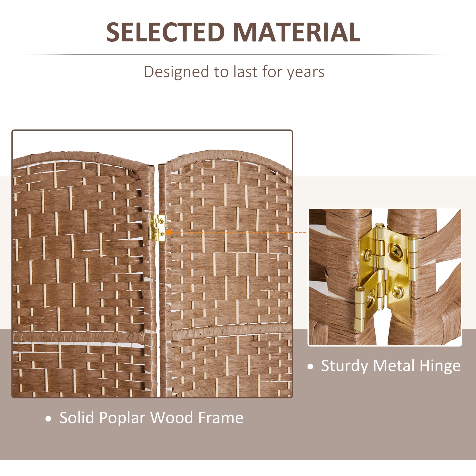 Privacy Screen 6' Tall Wicker Weave 6 Panel Room Divider Privacy Screen - Natural,Partition Screen