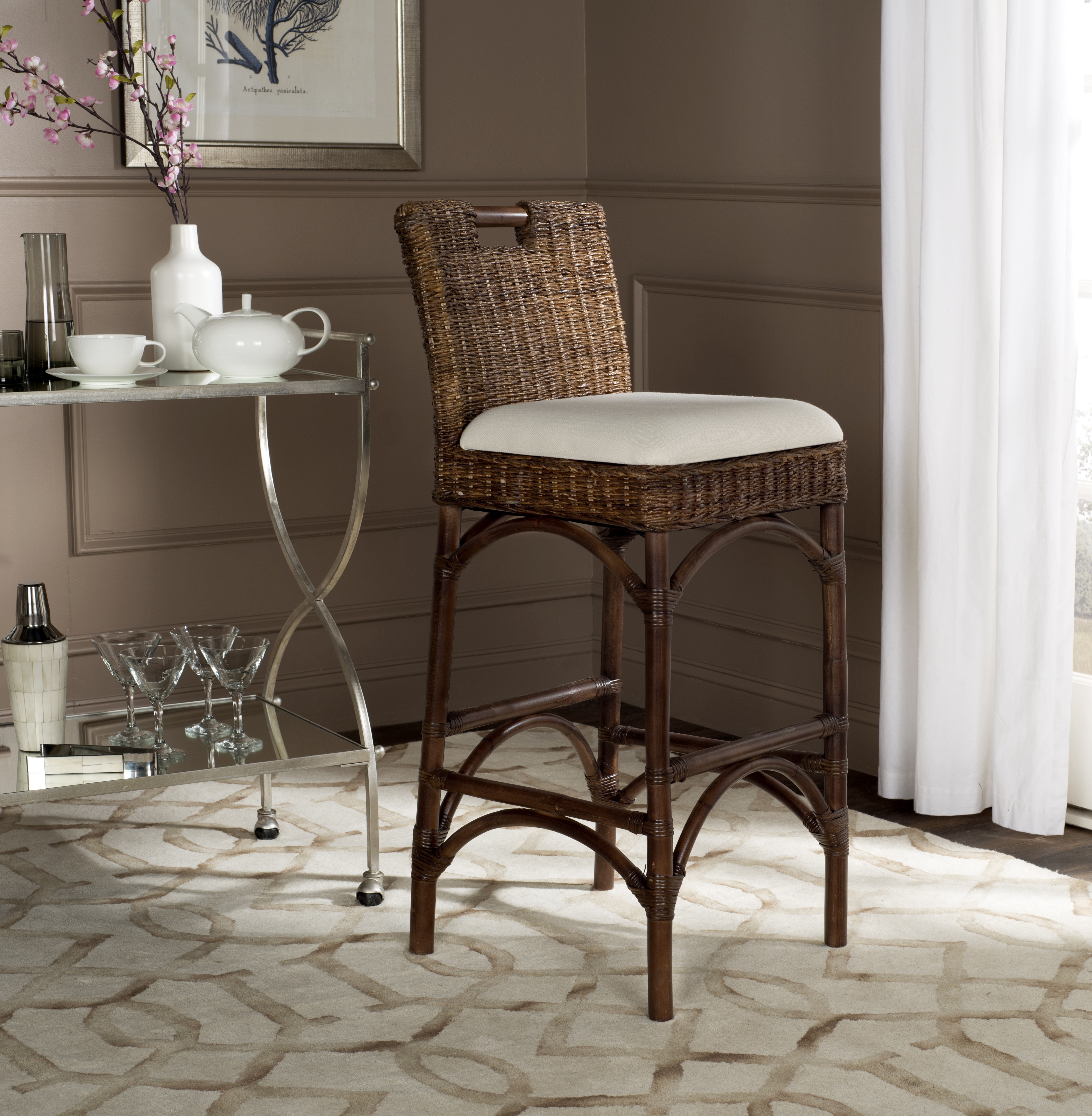 SAFAVIEH Fremont Square Mid Back Bar Stool, Brown