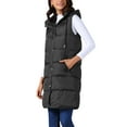 thumbnail image 4 of Women's Sleeveless Vest Casual Long Puffer Hooded Down Jacket S Black, 4 of 6