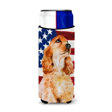 Carolines Treasures BB9706MUK Cocker Spaniel Patriotic Michelob Ultra Hugger for slim cans  Slim Can multicolor