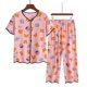 thumbnail image 2 of Conjunto de pijama con estampado para madre de mediana edad, ropa de dormir con cuello en V, manga corta, pantalón de nueve puntos, talla grande, para el hogar, XL-5XL, 2 of 4