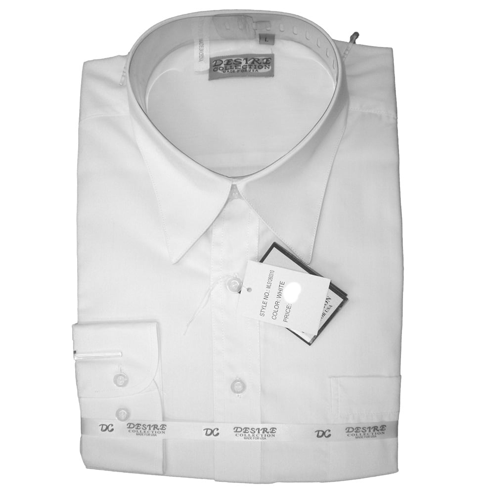 NEW DESIRE COLLECTION MEN CLASSIC LONG SLEEVE BUTTON UP CASUAL DRESS SHIRT WHITE 