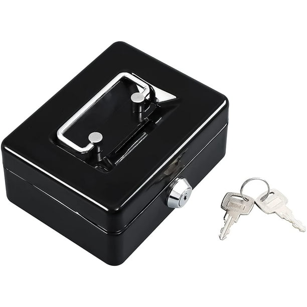 Mini petite caisse avec plateau à billets, boîte à serrure avec clé, petit  coffre-fort pour enfants 4,9 x 3,7 x 2,3 noir 