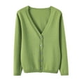thumbnail image 3 of Women's Long Sleeve V-Neck Button Cardigan, Soft Knit Open Front Coat, Solid Color Lightweight Sweater, Spring Fall Transition Wear, Casual Lounge Pullover, 3 of 5