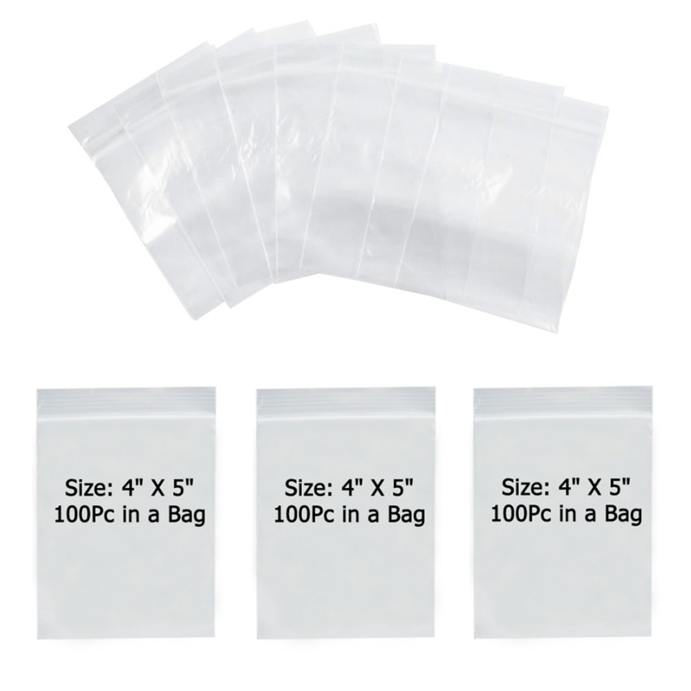 300 4x5 Reclosable Resealable Clear Zipper Plastic Bags 2Mil by Secure Seal 