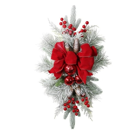 

Wreath Holder for Cemetery Christmas Decoration Stair Garland Red Bow Home Decor Christmas Flocking Pendant Fall Decorations for Porch