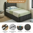 thumbnail image 4 of GAOMON Twin Size Bed Frame with 2 Storage Drawers and Charging Station, Rustic Linen Upholstered Platform Bedframe with Storage Headboard, No Box Spring Needed, Easy Assembly, Noise Free, Grey, 4 of 7