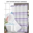 thumbnail image 4 of No Hook Cloth Fabric Shower Curtain with Snap in Liner, Light Purple Stripes Waterproof Shower Curtains Set with See Through Top Window, Modern Minimalist Horizontal Lines Bath Curtains 72"x96", 4 of 6