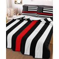 thumbnail image 3 of Quilts Twin Size, Red American Flag Soft Comforter Bedding Set for Bed, Black White Striped US Flag Stars Lightweight Quilted Bedspread with Pillow Cover(2 Pieces) for All Season, 68x86 Inch, 3 of 6