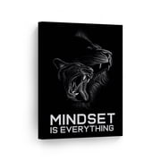 Smile Art Design Mindset is Everything Cat and Lion Sketch Drawing Art Motivational Canvas Wall Art Inspirational Wall Art Entrepreneur Quote Canvas Print Modern Office Decor Gift Ready to Hang 36x24