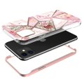 thumbnail image 3 of For Apple iPhone 13 Pro Max (6.7") Dual Layer Hybrid Shockproof Fashion Design IMD Electroplating 2in1 Hard Rubber Frame Cover ,Xpm Phone Case [ Floral Marble Rose Gold ], 3 of 5