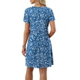 thumbnail image 4 of QQAMB Summer Dresses for Women Casual Sundress with Pocket Summer Beach Short Sleeve Knee Length Dresses Blue M, 4 of 7