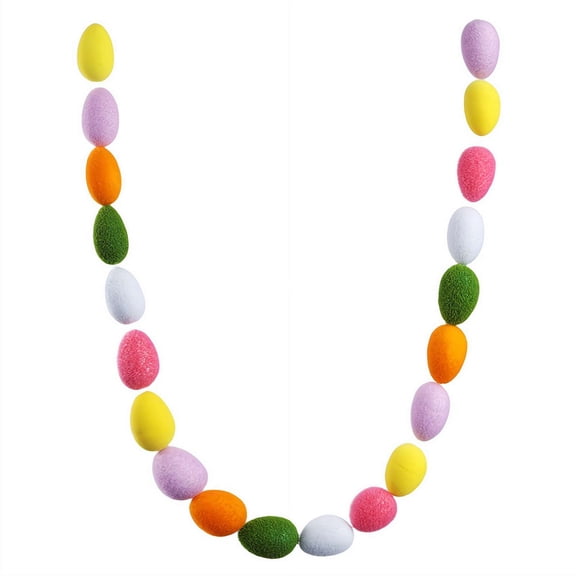 3.9FT Easter Egg Garland with Flocked Foam Eggs, Colorful Felt Ball Hanging Banner for Mantel Fireplace Wall Window, Spring Tree Decorations for Indoor Outdoor Home Party 1Pack