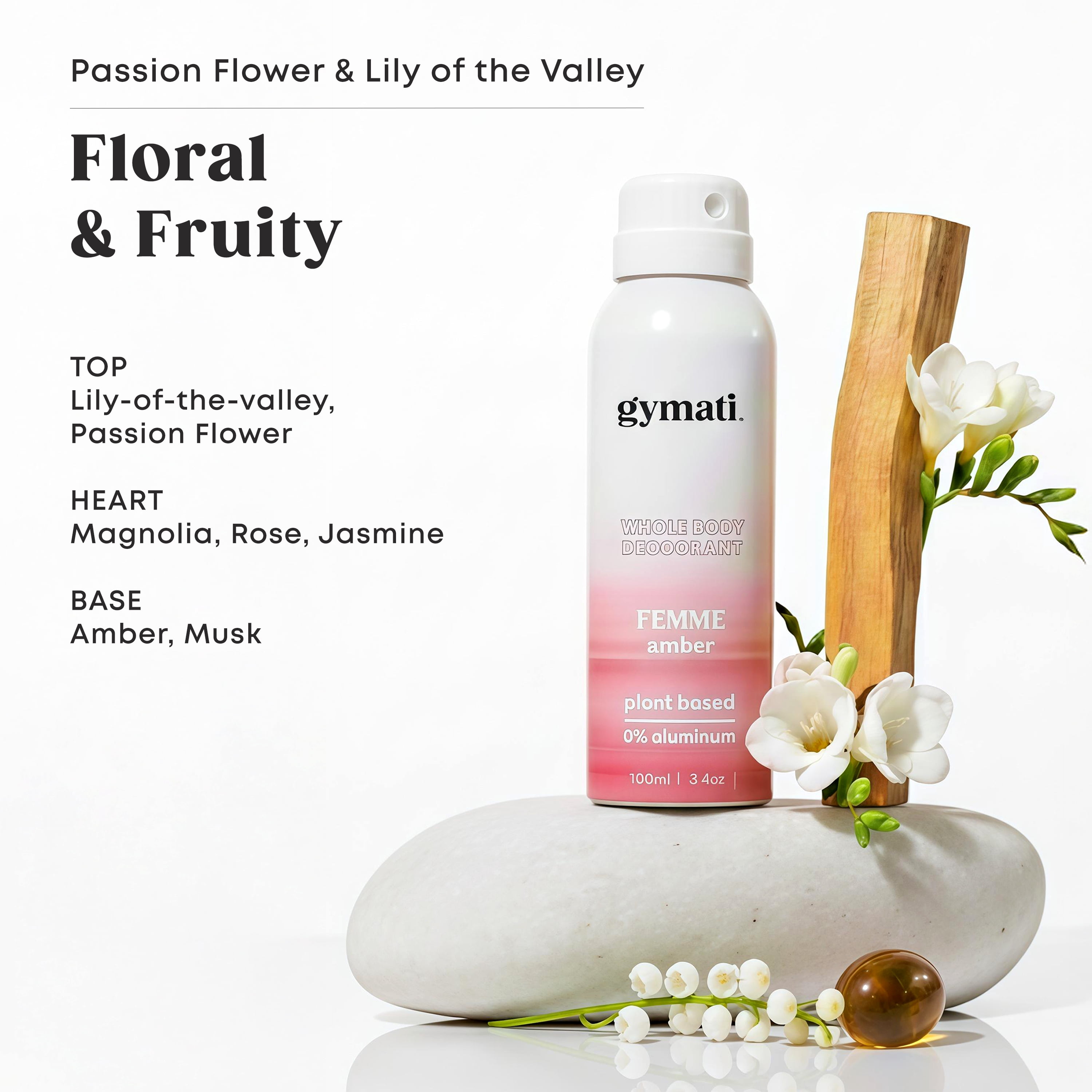 Gymati Natural Deodorant Whole Body Spray For Women | Aluminum Free | Made in USA | 3.4 oz /Travel Size