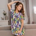 thumbnail image 3 of Honeii Llamas Colorful Print Women's Loose Short Sleeve Nightgown, Soft Cotton Sleepwear, Comfy Loose Fit Pajama Dress for Sleep and Lounge, 3 of 6