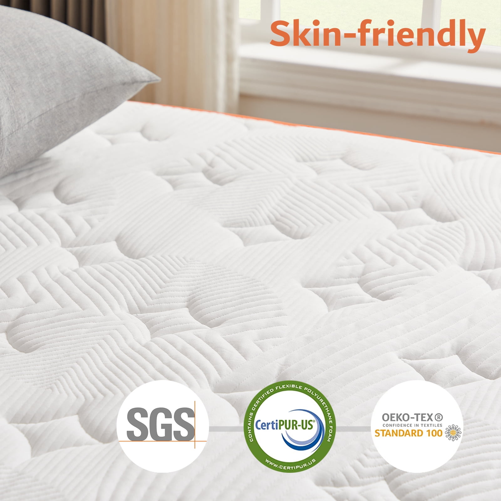 10 Inch Hybrid Mattress, Queen, Innerspring Bed Mattress, Pressuer Relief and Breathable, Bed in a box CertiPUR-US